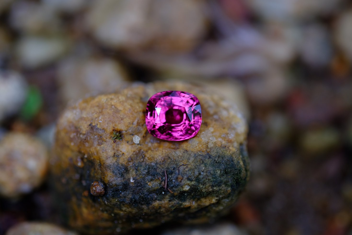 Close-up of pink sapphire stone